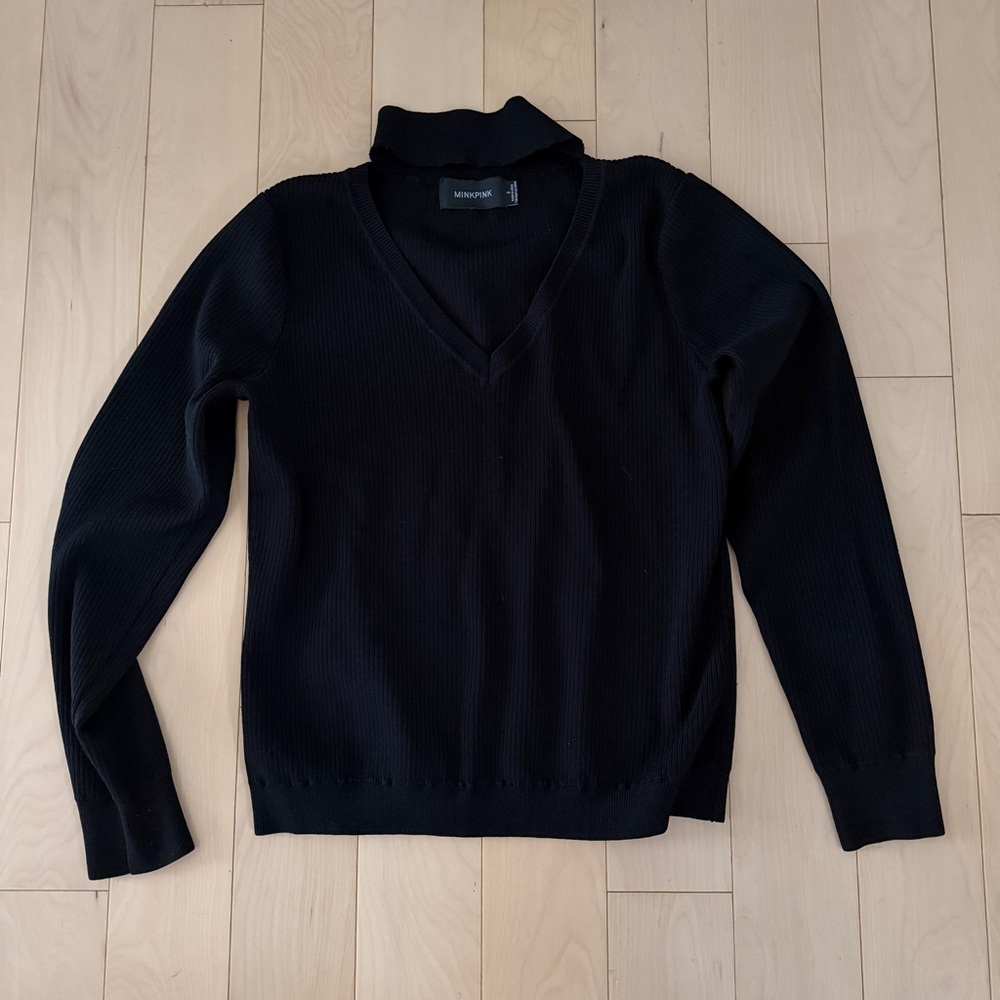 MINKPINK Black Cut Out Collar Sweater